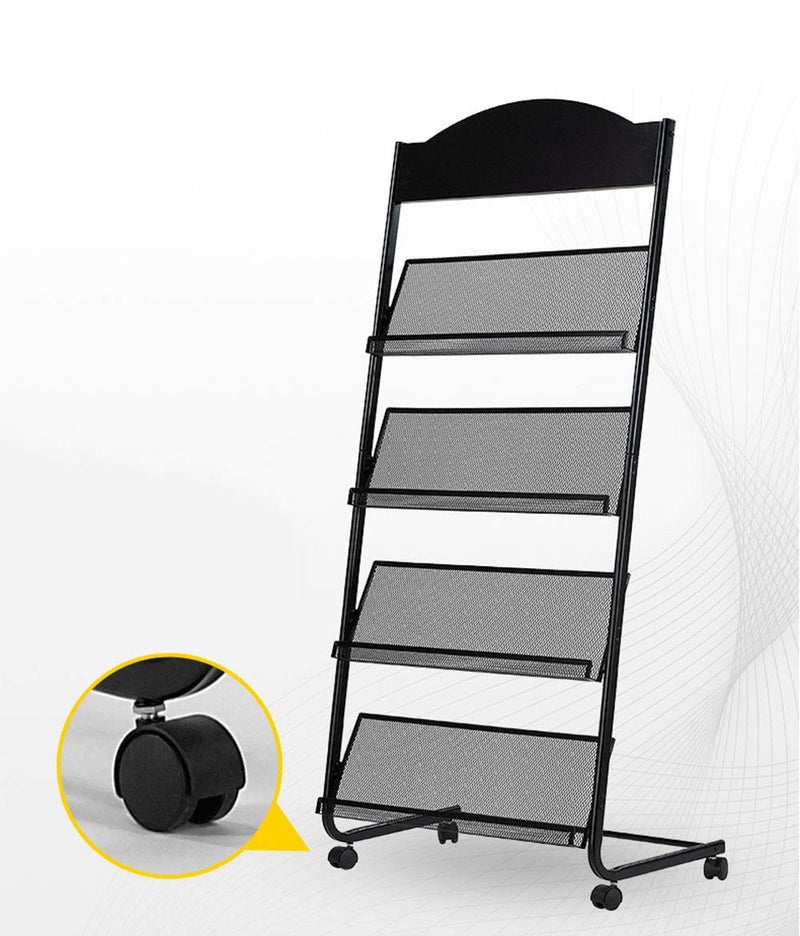 GenMo Iron Simple Floor-Standing Magazine Display Rack - Black - Image 5